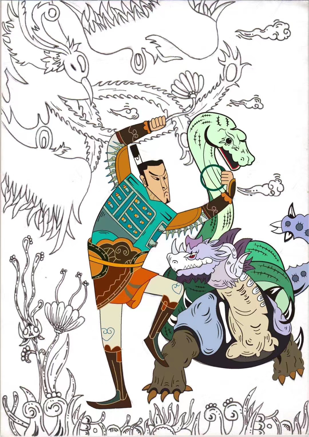 神荼郁垒插画设计