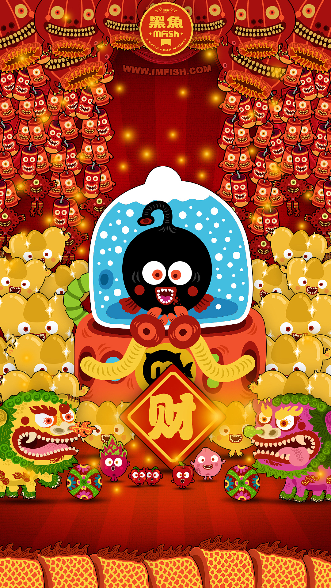 过年的一套手机壁纸（图ZNDA2NzUyODQ=） - 商业插画 - 站酷设计师haoyuer原创素材 - 站酷ZCOOL