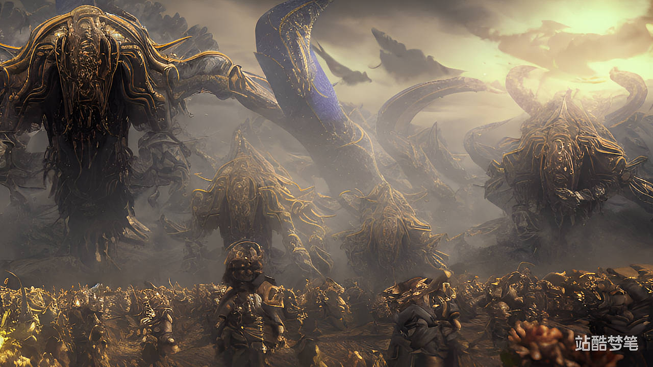 #站酷梦笔#克苏鲁大战魔兽（图ZMzI3MDc1ODEy） - AI作品 - 站酷设计师zoeming110原创素材 - 站酷ZCOOL