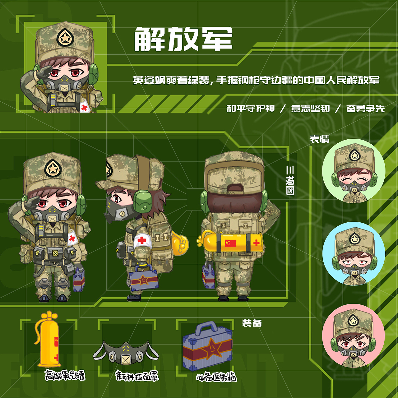 Q版解放军（图ZMjQ1NjYxNTI4） - 创作习作 - 站酷设计师霍格沃茨球原创素材 - 站酷ZCOOL