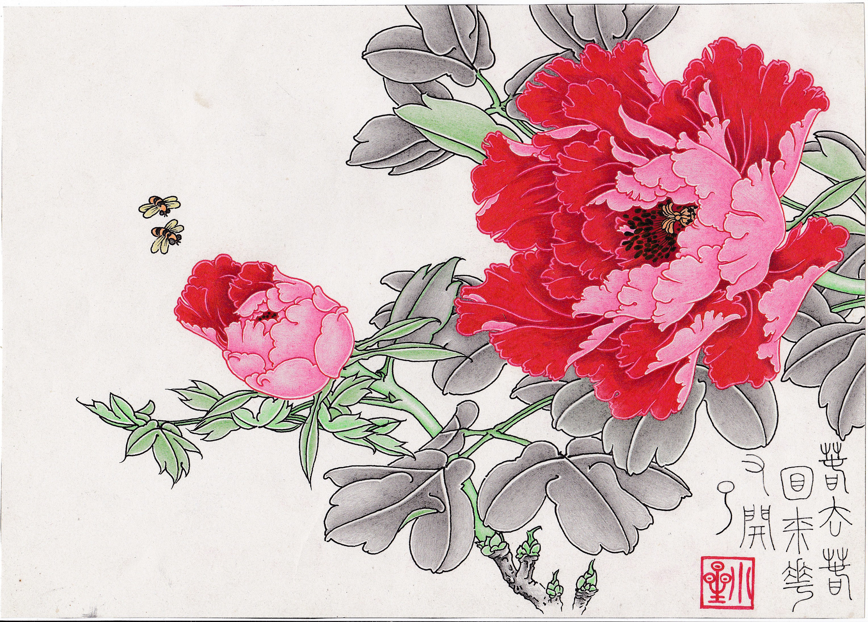 鬼马刺客原创:彩铅画花鸟9