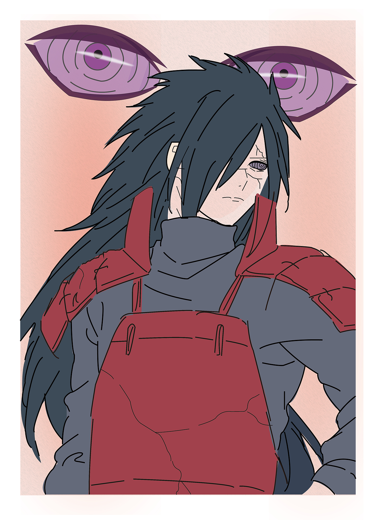 临摹 火影忍者 宇智波斑 AI插画