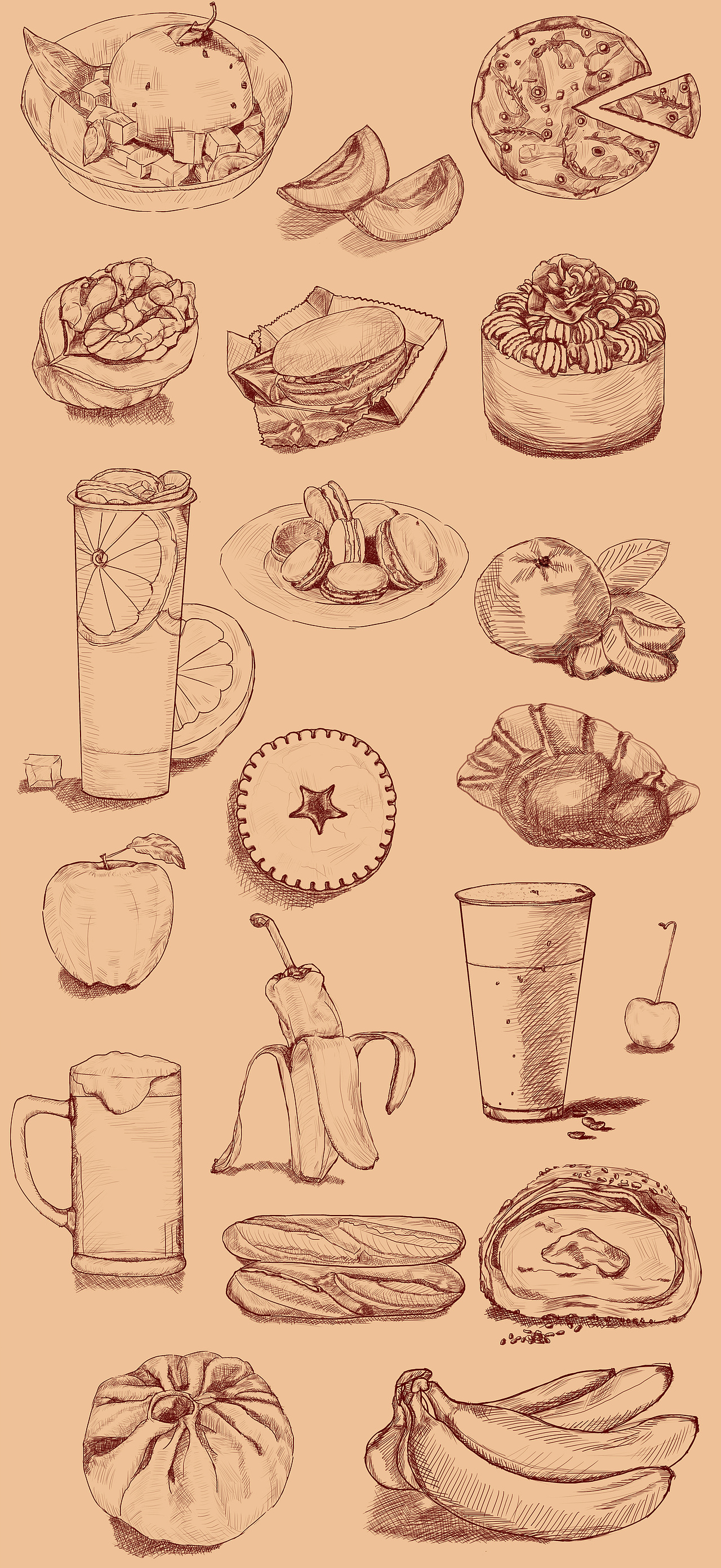 食物线稿风格图（图ZMTkwNTcyMjQ0） - 创作习作 - 站酷设计师九科原创素材 - 站酷ZCOOL