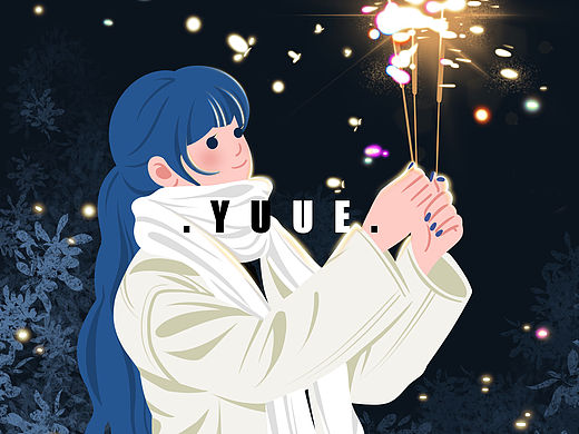 插画练习|烟火女孩