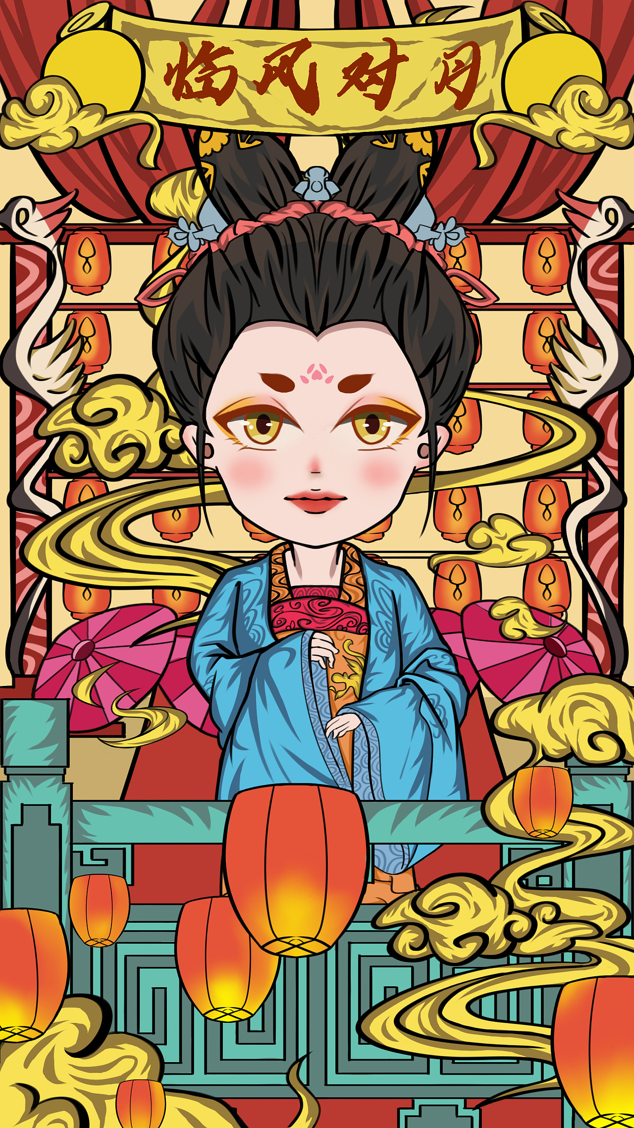 国朝《临风对月》|插画|商业插画|啥豆腐 - 原创作品 - 站酷 (zcool)