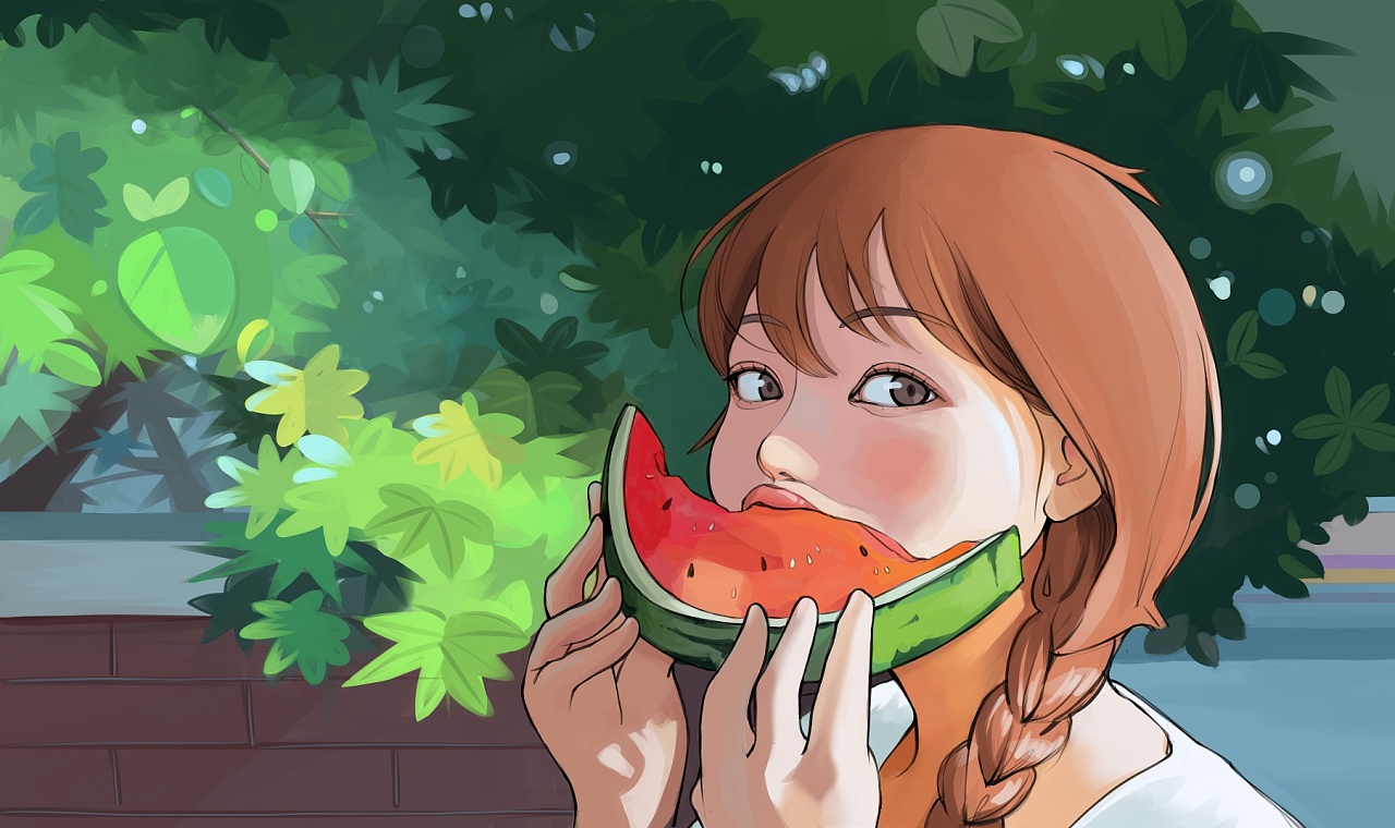有点微凉,午后,在树下吃片瓜,还有我喜欢的蝉鸣,夏天是什么味道的呢?