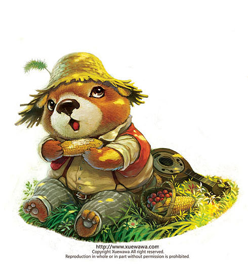 【童画世界 by 雪娃娃】啃包穀的小熊（图ZMzc3NTQ3NDA=） - 商业插画 - 站酷设计师雪娃娃童画原创素材 - 站酷ZCOOL