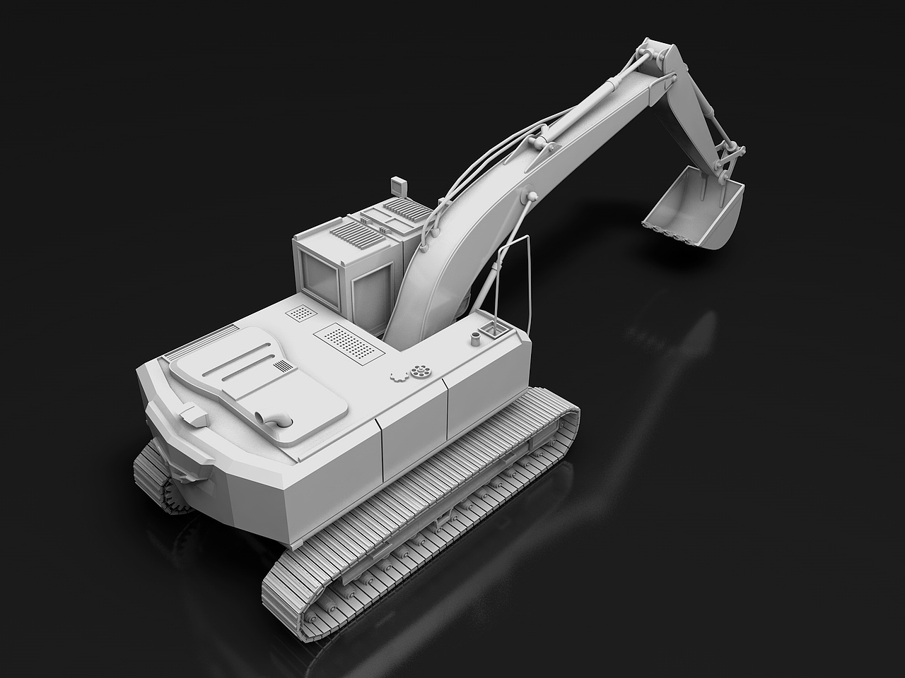 c4d|挖掘机(建模练习)|平面|其他平面|vdiot - 原创作品 - 站酷