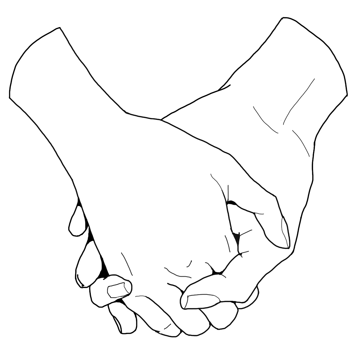 情侣恋爱中的手部动作姿态线稿