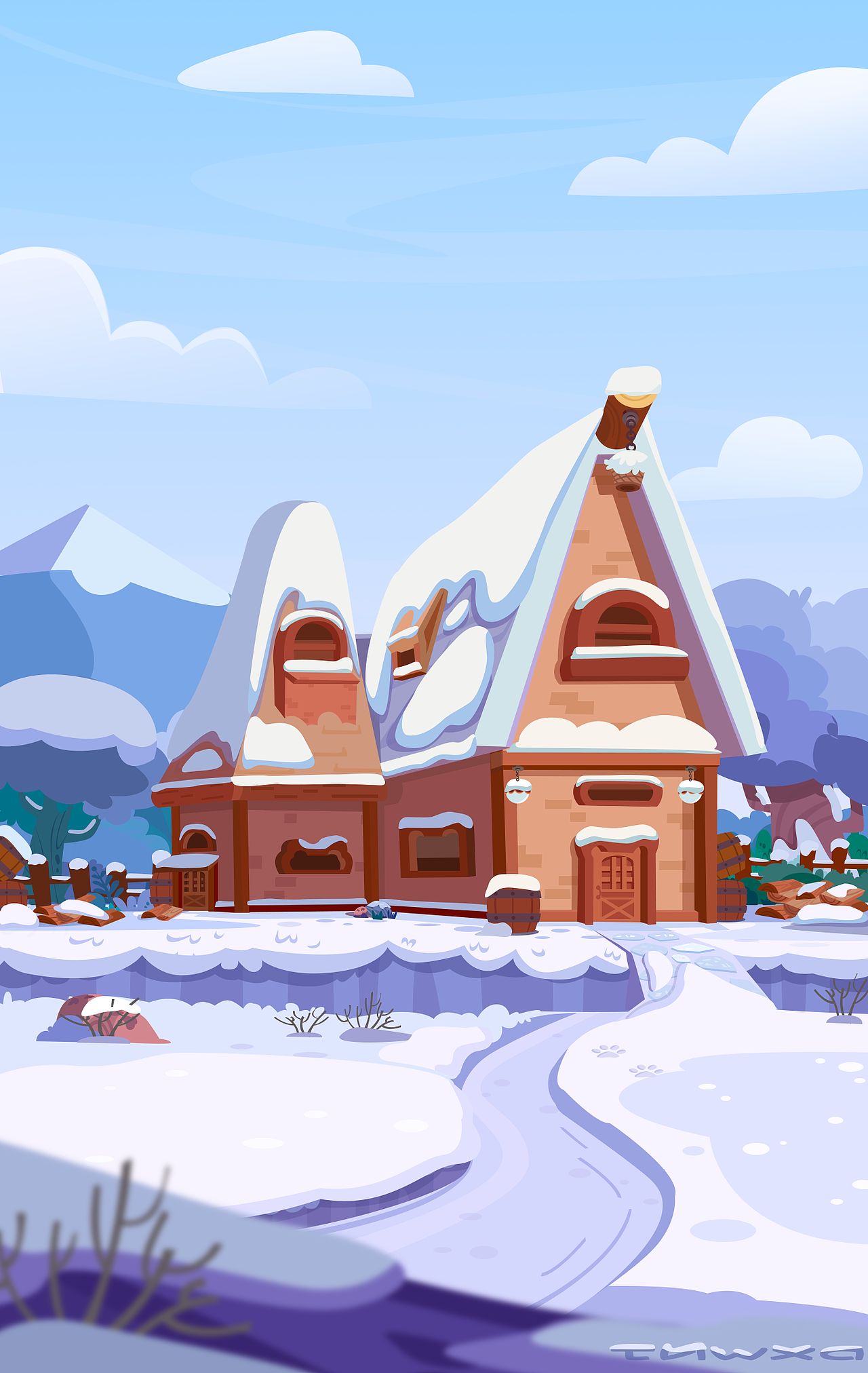 山中小屋（图ZMjczOTE5Nzky） - 儿童插画 - 站酷设计师独行蜗牛君原创素材 - 站酷ZCOOL