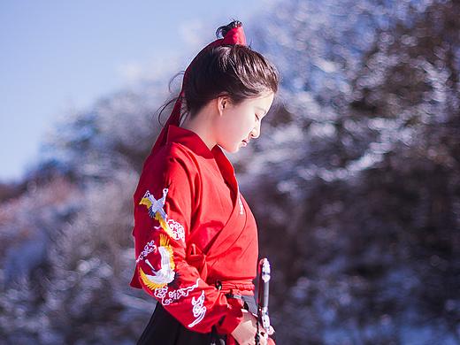 古风红衣侠客| 雪景 写真