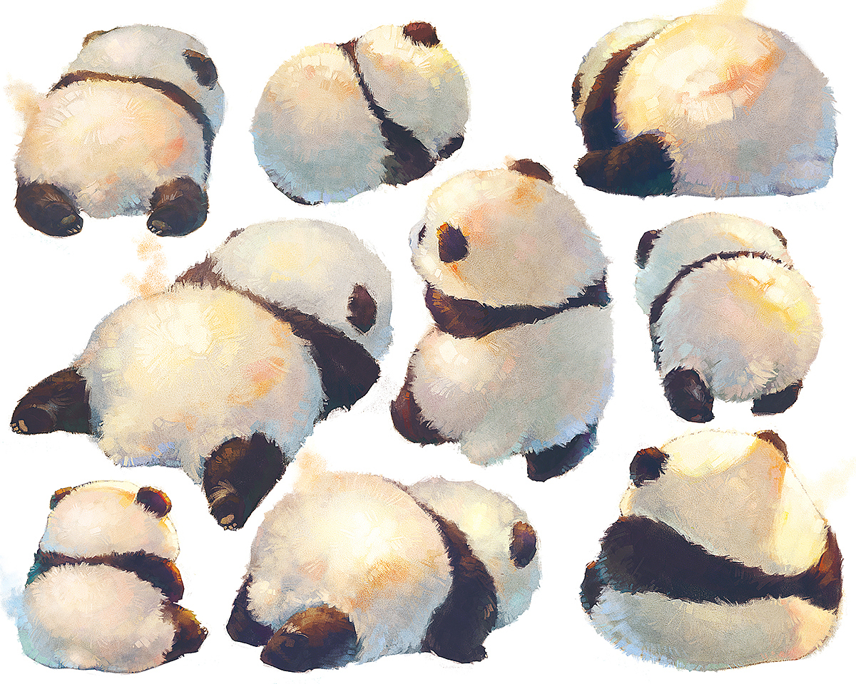 【萌宠by雪娃娃】——熊猫&竹&荷花&银杏&枇杷（图ZMTY2MTExNzU2） - 商业插画 - 站酷设计师雪娃娃童画原创素材 - 站酷ZCOOL