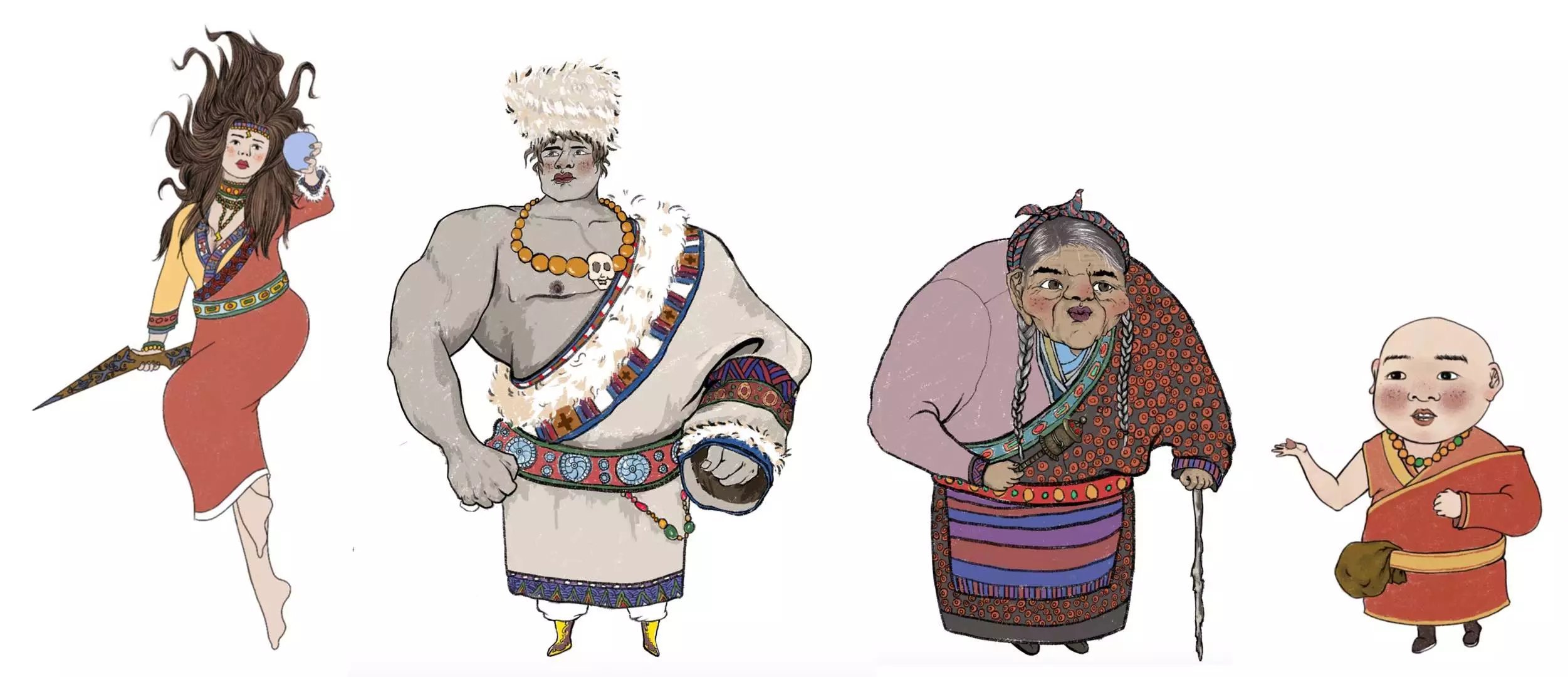 少数民族人物藏族手绘插画图片-千库网