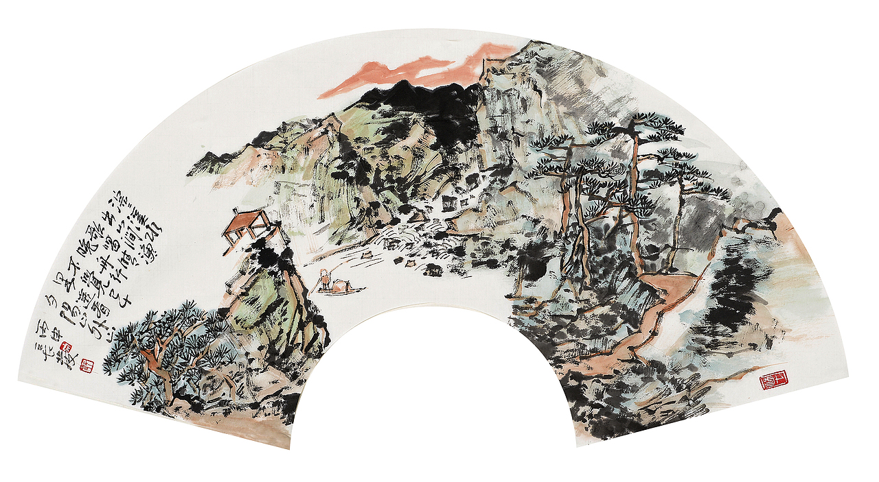 中国美术家协会会员宋长发扇面山水画作品欣赏