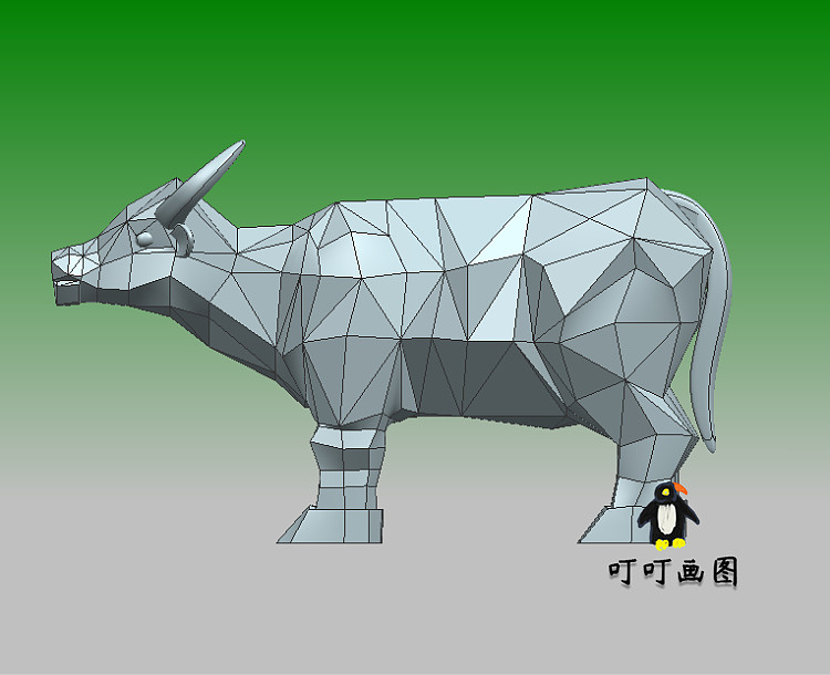 折纸模div设计三角形钻石切面3d牛模型设计图