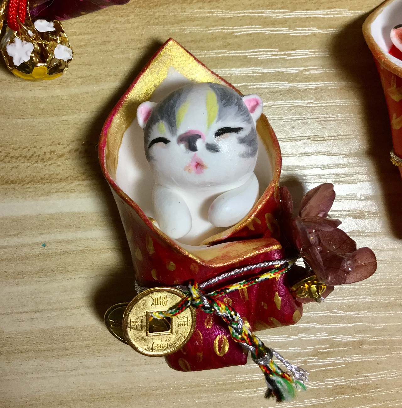 粘土猫娃娃招财小猫