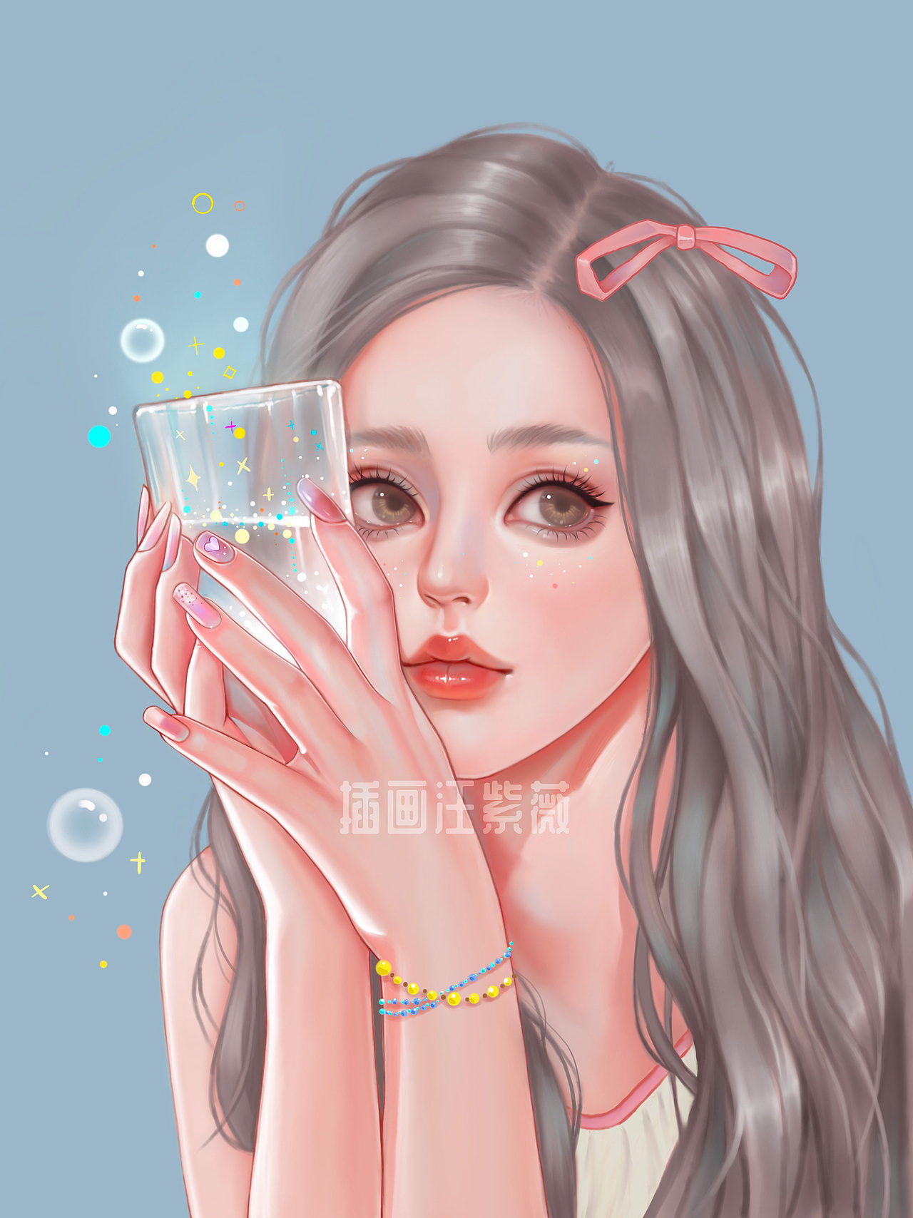 iPad手绘厚涂女孩人像插画（图ZMjQ4MDA4NjM2） - 商业插画 - 站酷设计师插画汪紫薇原创素材 - 站酷ZCOOL