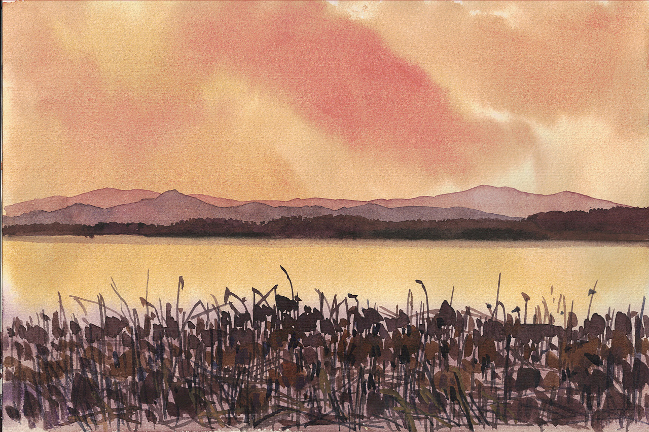 西湖的暮色 (速写)|纯艺术|绘画|孙小良的水彩画 - 原创作品 - 站酷