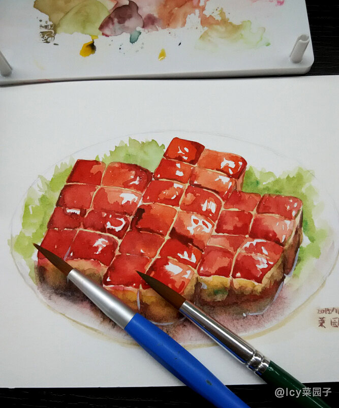 红烧肉水彩