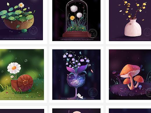 9宫格小植物插画系列（个人主页-ZNDk1NTE2MDQ=） - 儿童插画 - 站酷设计师齐小米儿原创素材 - 站酷ZCOOL