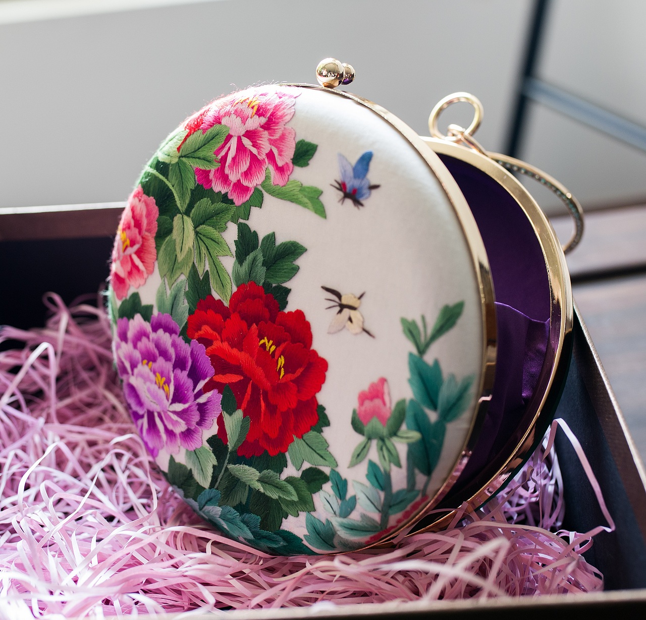 一席文创苏绣口金包