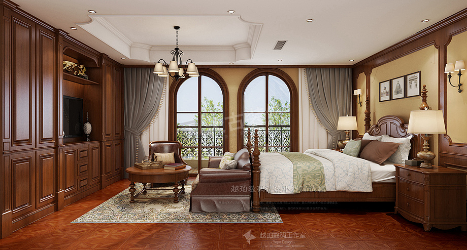 首地江山赋叠拼别墅美式风格装修-天古装饰设计师李鹏