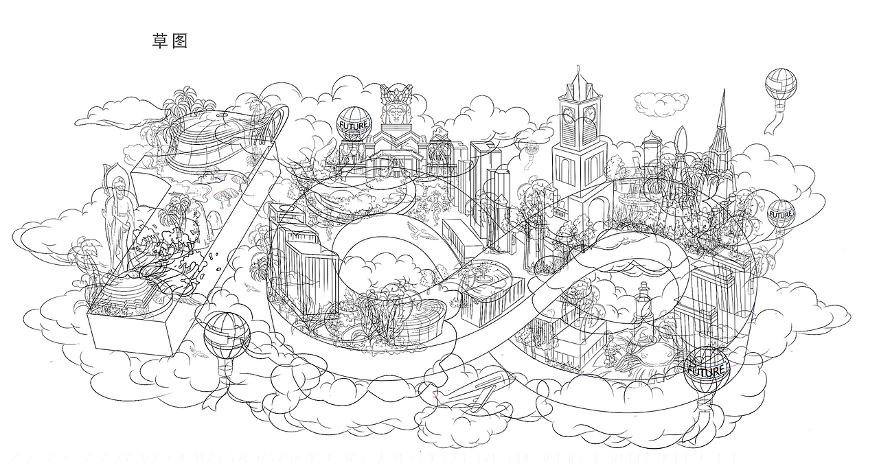 宝龙城 环球100 系列插画