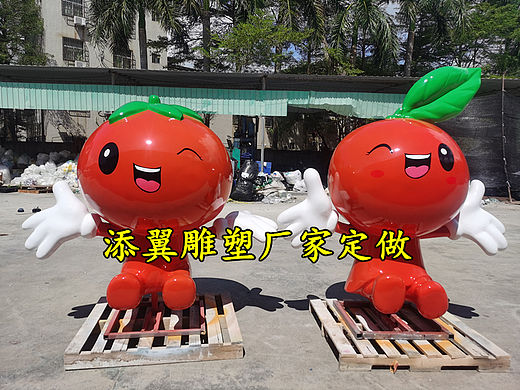 户外美陈大型玻璃钢蜜桔公仔雕塑为水果橘子基地代言