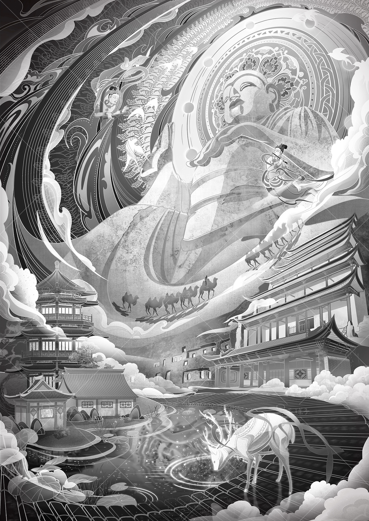 沙漠之光——万物皆可敦煌参赛作品（图ZMjgyMDE5NTY0） - 创作习作 - 站酷设计师黑毛球子原创素材 - 站酷ZCOOL