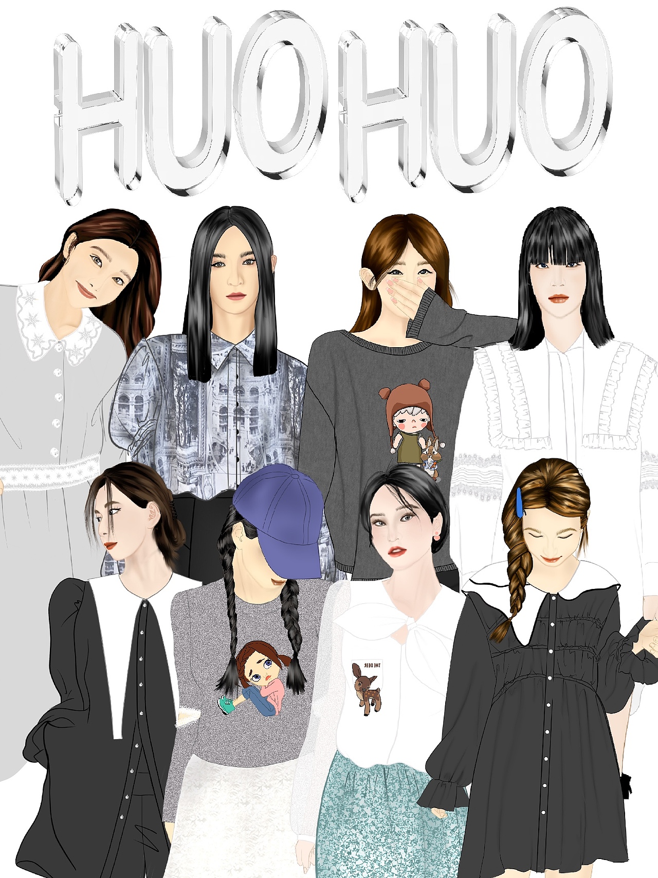 服装穿搭插画设计