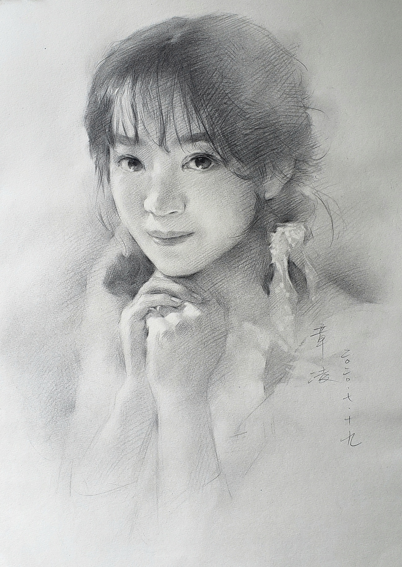 清新风女子素描|纯艺术|绘画|张临 - 原创作品 - 站酷 (zcool)