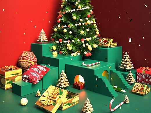 圣誕場(chǎng)景練習(xí)（個(gè)人主頁-ZNDQwMDk5MTI=） - 場(chǎng)景 - 站酷設(shè)計(jì)師偽文青青年原創(chuàng)素材 - 站酷ZCOOL