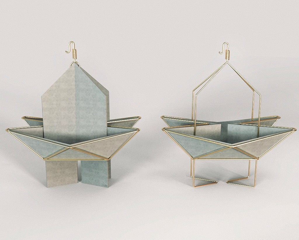 水泥折纸桌面多肉花盆