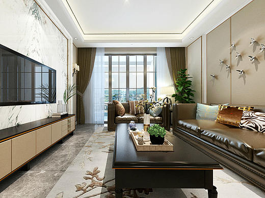 南岸铂悦澜庭美式轻奢风格户型设计装修意境效果图