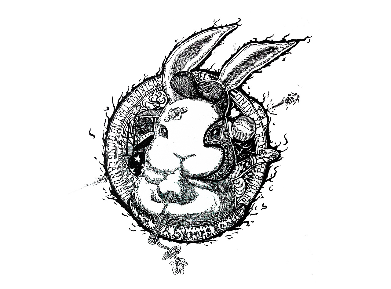 Graphic-drawn花兔子。抽象的矢量图。插画图片素材_ID:429886884-Veer图库