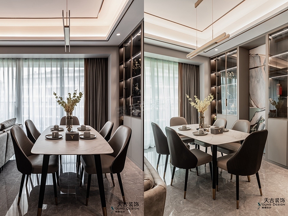 重庆壹江郡装修完工实景案例,壹江郡轻奢风大平层设计