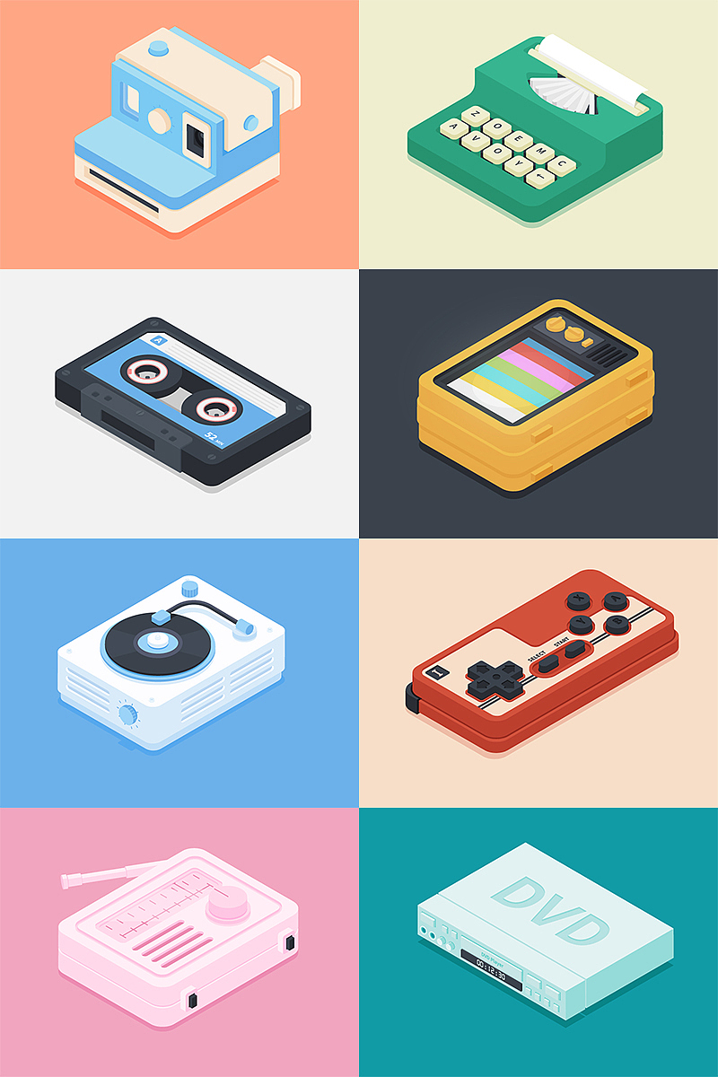 老式电器2.5D插画动效练习（图ZMTY2OTgyNDg4） - 创作习作 - 站酷设计师小十一Zoe原创素材 - 站酷ZCOOL