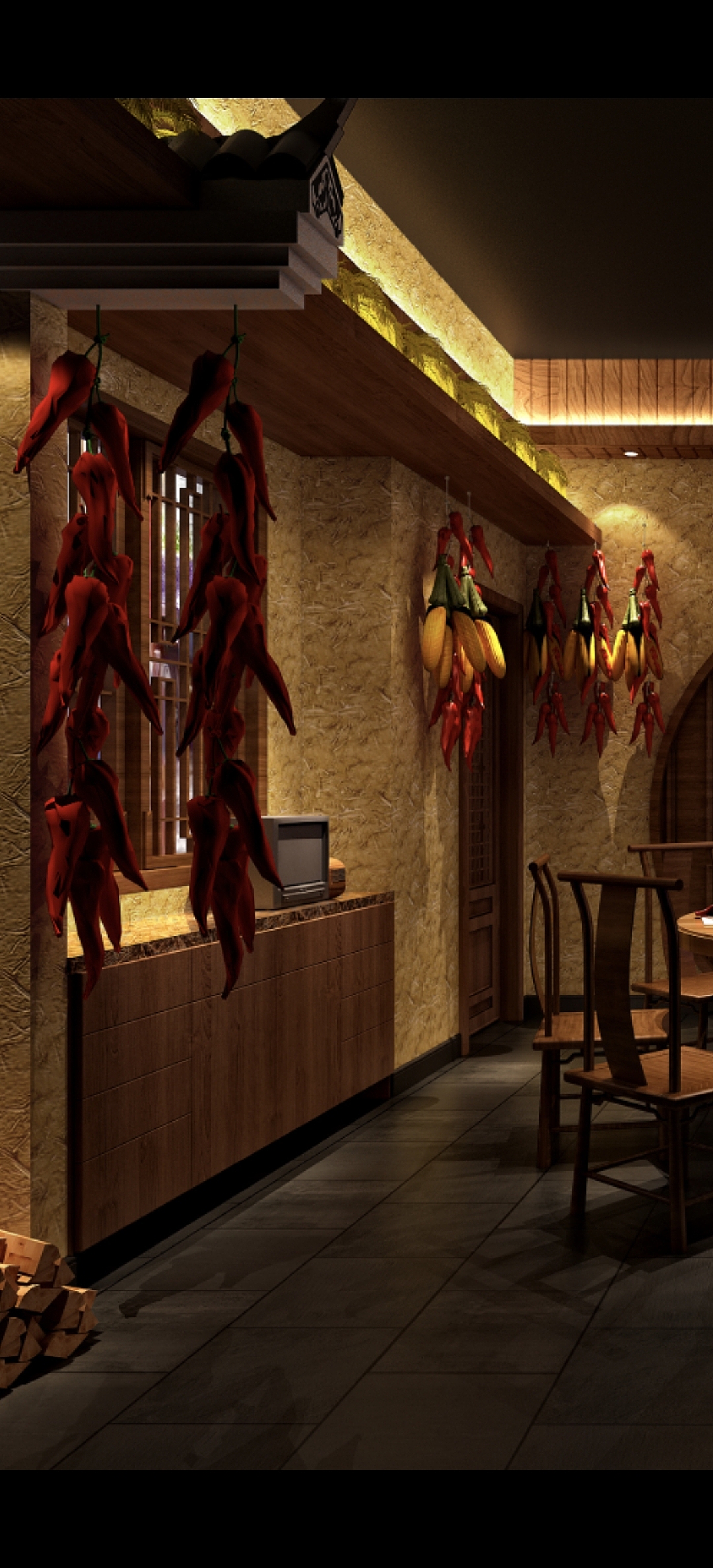 湘菜馆餐厅独立包间空间设计,线象空间之禧上装饰全案