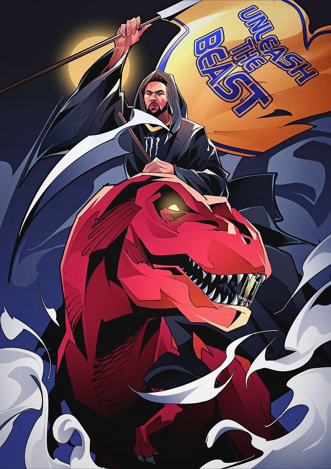 魔爪nba总决赛系列故事插画,金州勇士汤普森美漫卡通