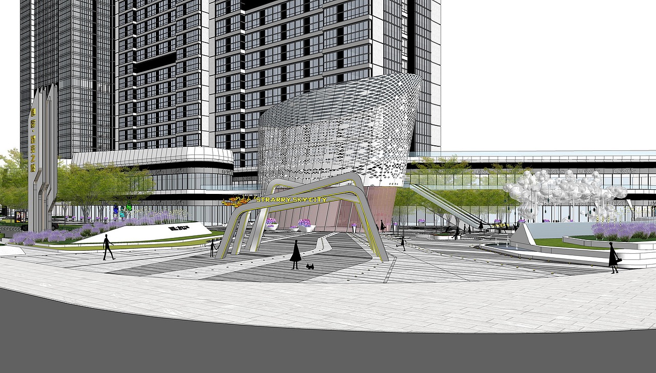 旭辉星空之城商业街景观SU模型下载