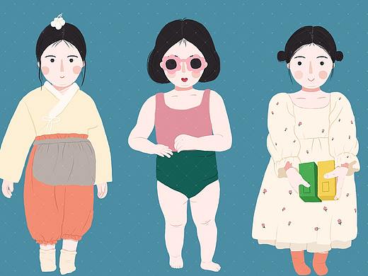 人物插画儿童手绘穿搭