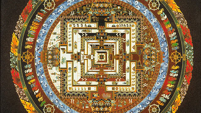 珐琅唐卡《时轮金刚坛城》