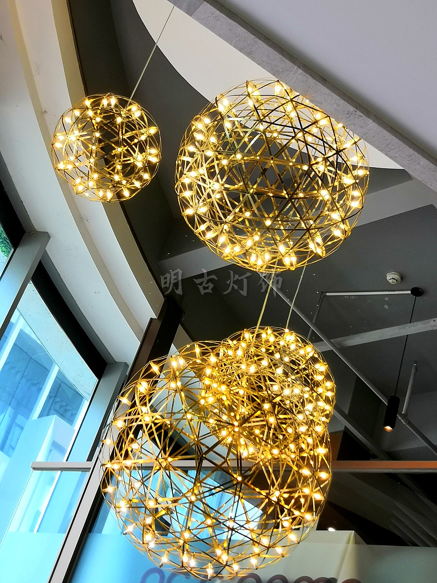 不锈钢火花球吊灯 明古定制