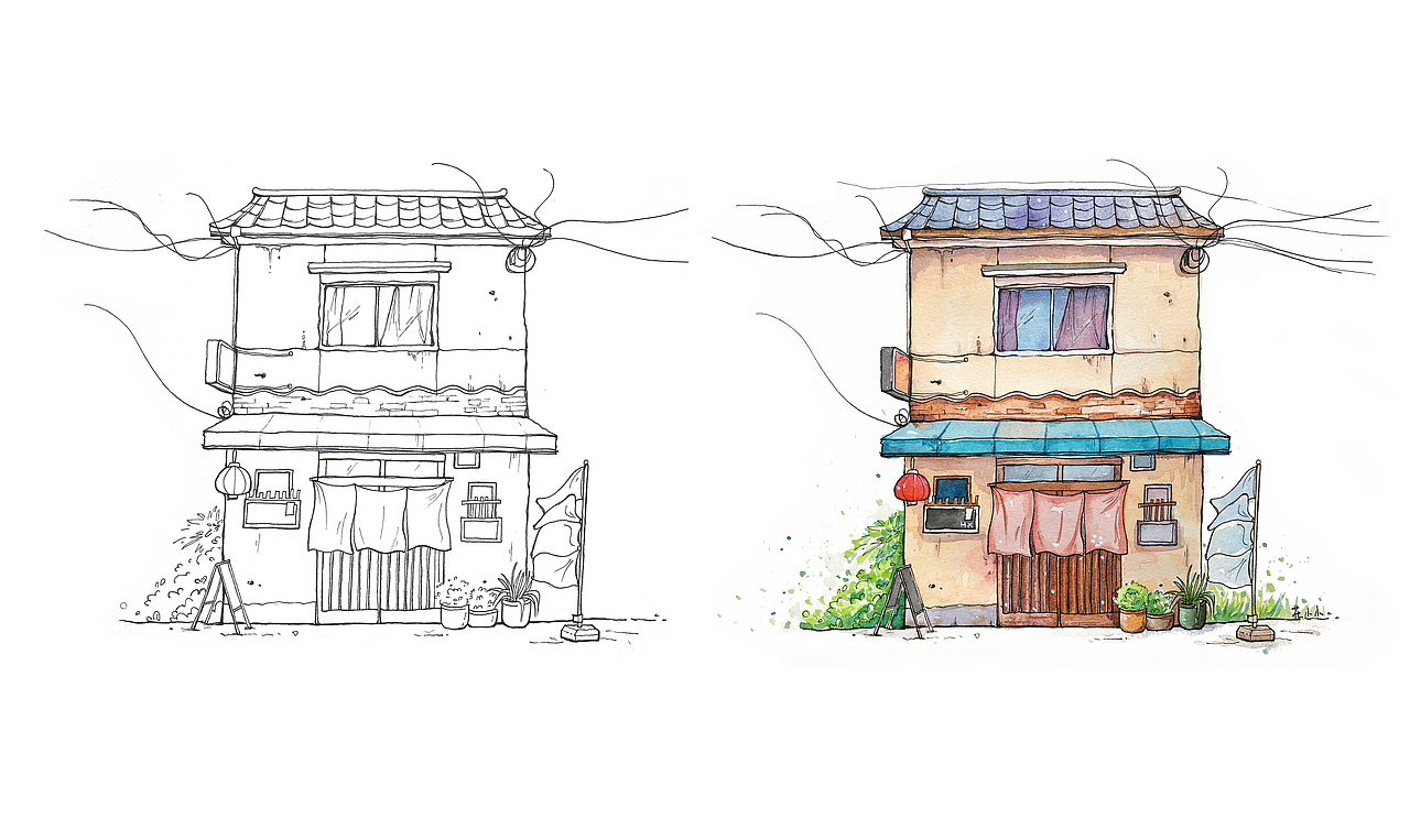 钢笔淡彩（图ZMTIxNTU5MzM2） - 创作习作 - 站酷设计师花小小小花原创素材 - 站酷ZCOOL