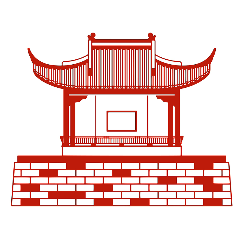 原创非遗剪纸中国传统古建筑插画