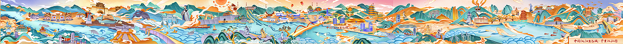 《千里汉江图》手绘插画长卷（图ZMjU2NjU0OTA0） - 商业插画 - 站酷设计师LEO零三七原创素材 - 站酷ZCOOL