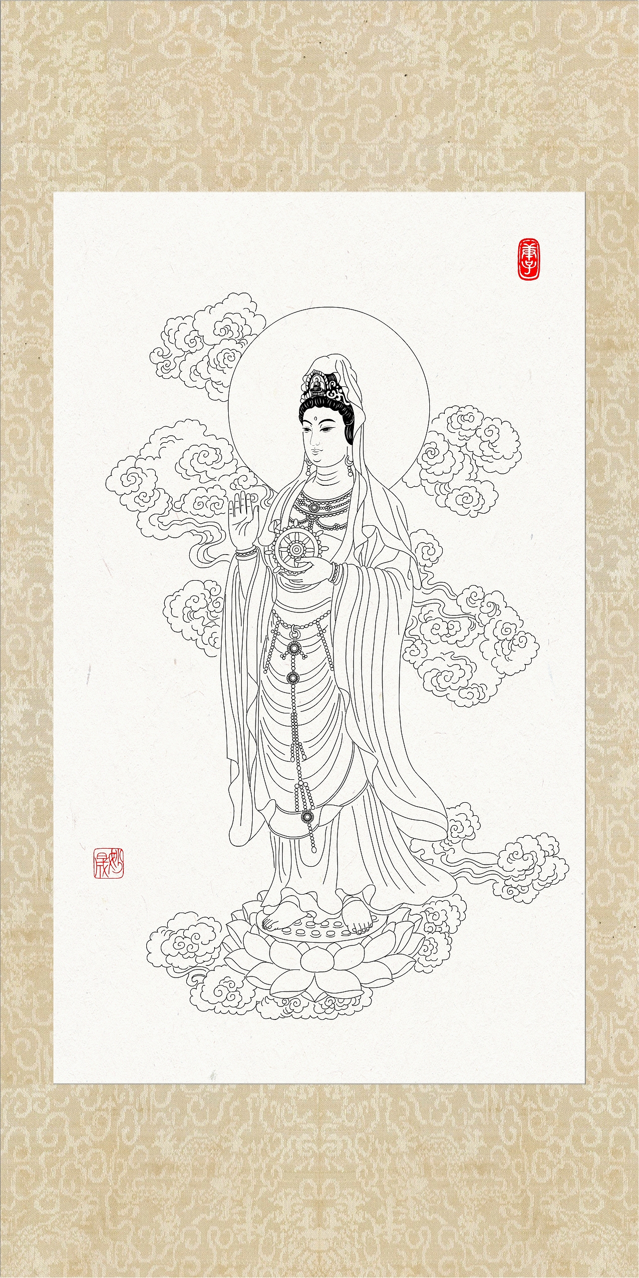 观音画像（图ZMTk5NzQ0NzQ4） - 绘画 - 站酷设计师yjs20200220原创素材 - 站酷ZCOOL