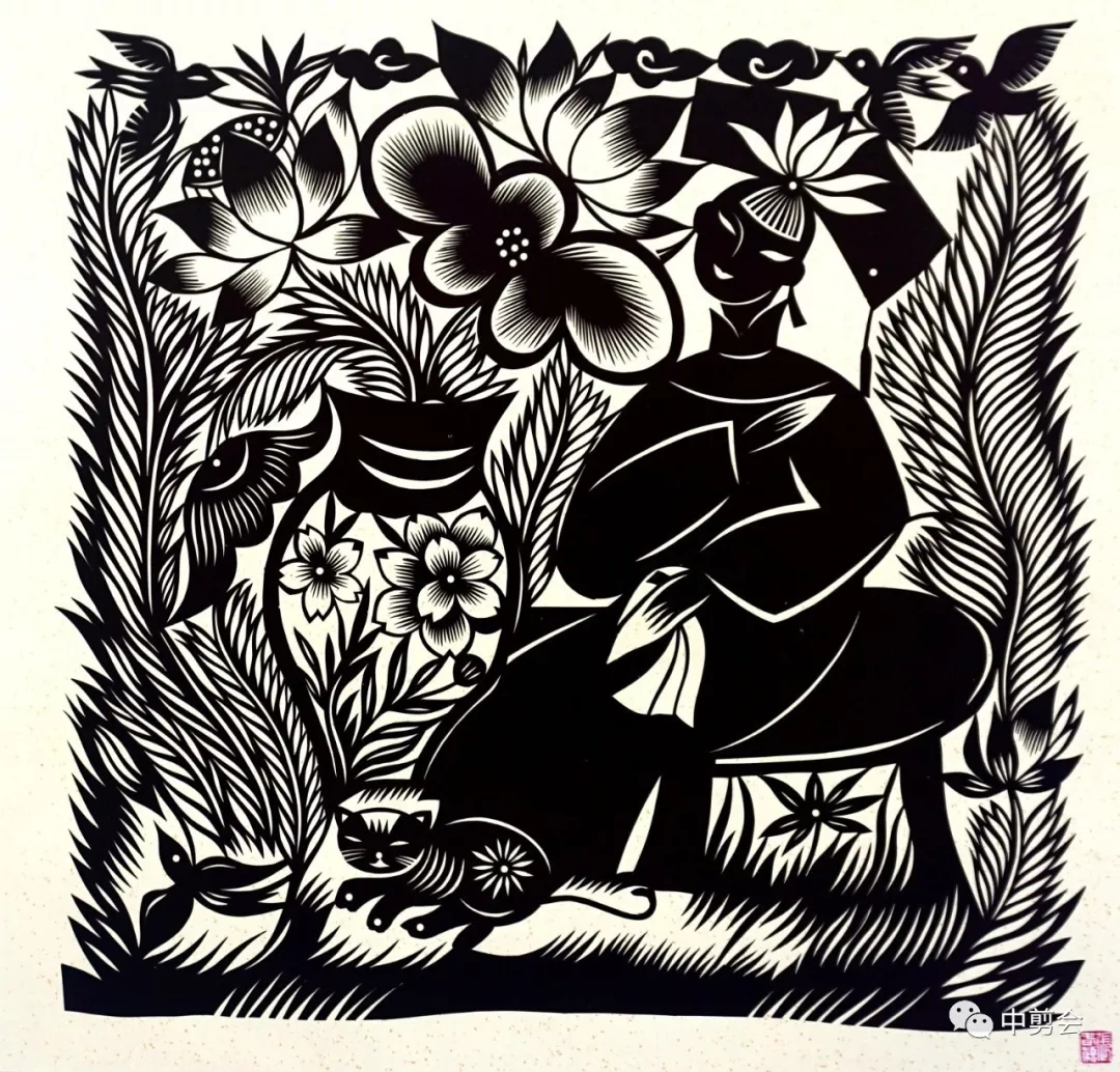 【剪纸人物】春光明媚·笑意颖颖——张春颖剪纸有感 / 王继红