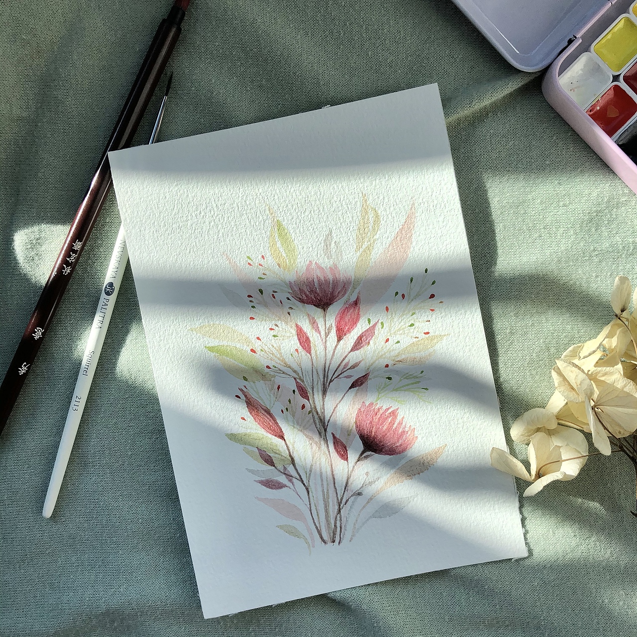 淡彩,和一些黑白线描画