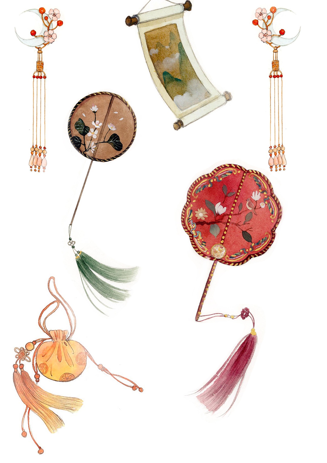 汉服使插画（图ZMjAwNjY0OTI4） - 商业插画 - 站酷设计师瑶背背原创素材 - 站酷ZCOOL